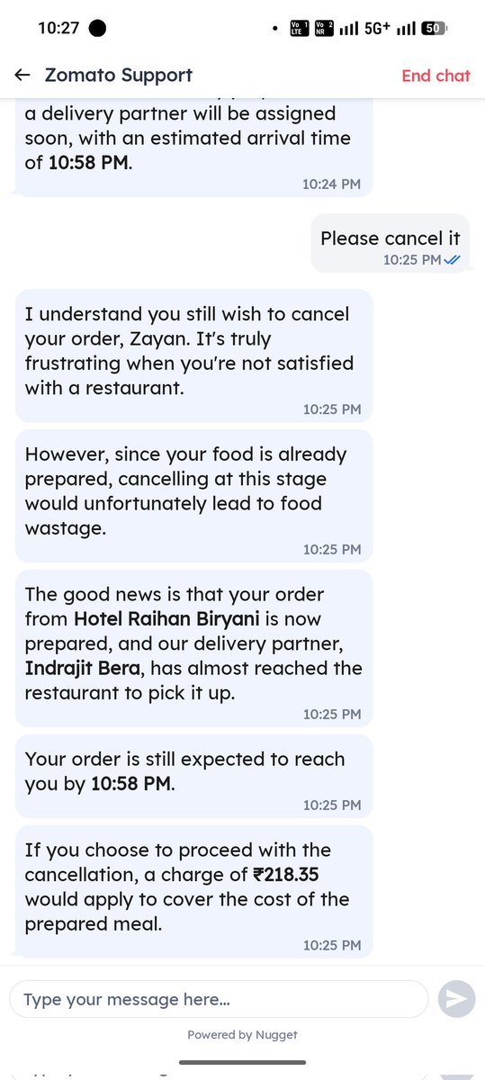 0xZayanSen's tweet photo. This is the fuc*** behaviour of @zomato i mistakenly pay a low quality resturant and within a second when I try to cancel it it says me this shit!!! Any comment @DeependarGloyel? https://t.co/NNiuaeZBuC