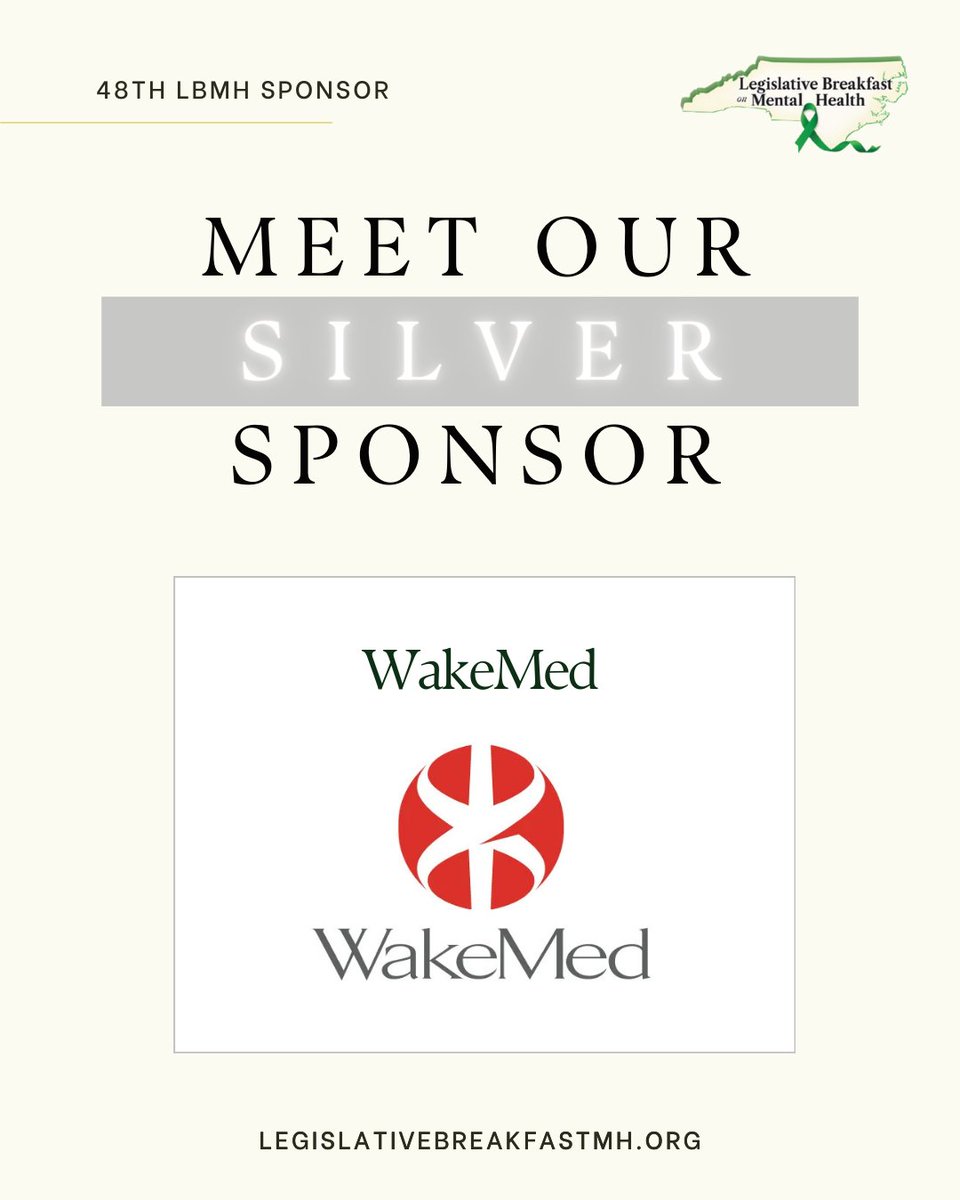 MHLegislativeBk's tweet image. Join us in celebrating WakeMed as a Silver Sponsor for the 48th Legislative Breakfast on Mental Health! Read more about our sponsors at legislativebreakfastmh.org/48-sponsors. 

#WakeMed #LBMH #MentalHealthAwareness #NorthCarolina