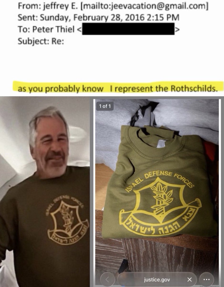 KAGdrogo's tweet photo. Epstein worked for the Rothschilds
>worked with Prime Minister of Israel
>lived with a senior Mossad spy chief
>hates non-Jews, refers to us as cattle ‘Goyim’
 
Media: “He was a Russian agent.” https://t.co/wiUHT2mfSK