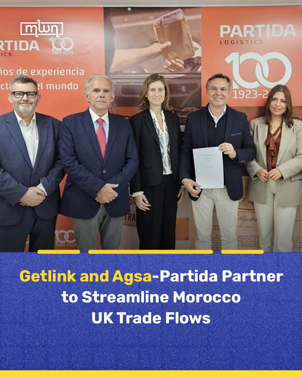 MoroccoWNews's tweet image. #Getlink and #AgsaPartida join forces to simplify customs and speed up Morocco-UK trade flows.
The partnership aims to provide faster and integrated customs #processes for goods moving between Morocco and the UK via #Spain and #France

Read more: clic.ke/d7Cseo