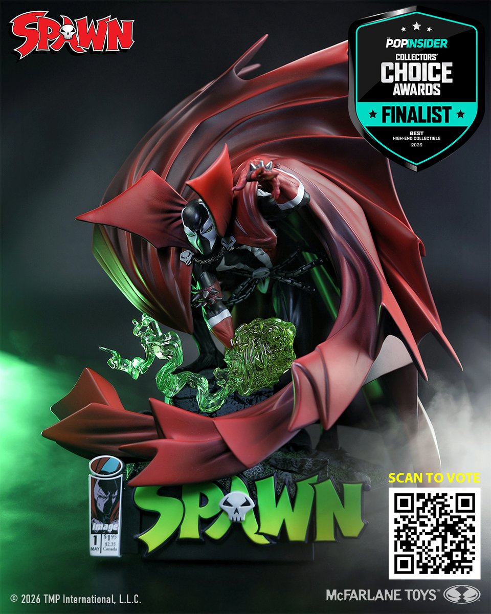 mcfarlanetoys's tweet photo. MORE BREAKING NEWS - Our Spawn #1 (Black, White, and Red All Over) Resin Statue has been nominated for the Pop Insider Collectors' Choice Best High End Collectible award!     

Hit the link to CAST YOUR VOTE! We appreciate all the support. ⁠➡️ https://t.co/J2YxO59ccw    

#McFarlaneToys #PopInsider #Spawn