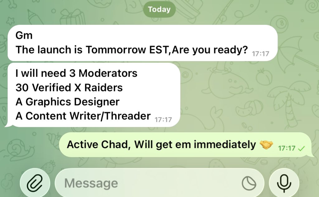 HIRING‼️ 

A Crypto MEMECOIN project launching Tommorrow needs the services below,
Follow
like 
Retweet 
Tag 3 of your mutuals 
And comment your role if intrested.