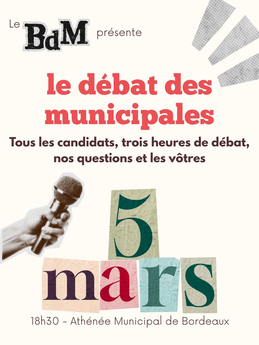 BDMscpobx's tweet photo. 🗣️ Deux heures de débat, une heure d’échange, nos questions et les vôtres : un événement de taille pour vous aider à faire votre choix les 15 et 22 mars !  

À très vite !
@PierreHurmic @T_Cazenave @petrabernus @Nordine_r @VirginieTBx @jrechagneux @MickaelBaubonne @dessertine2026 https://t.co/PWvierssTx