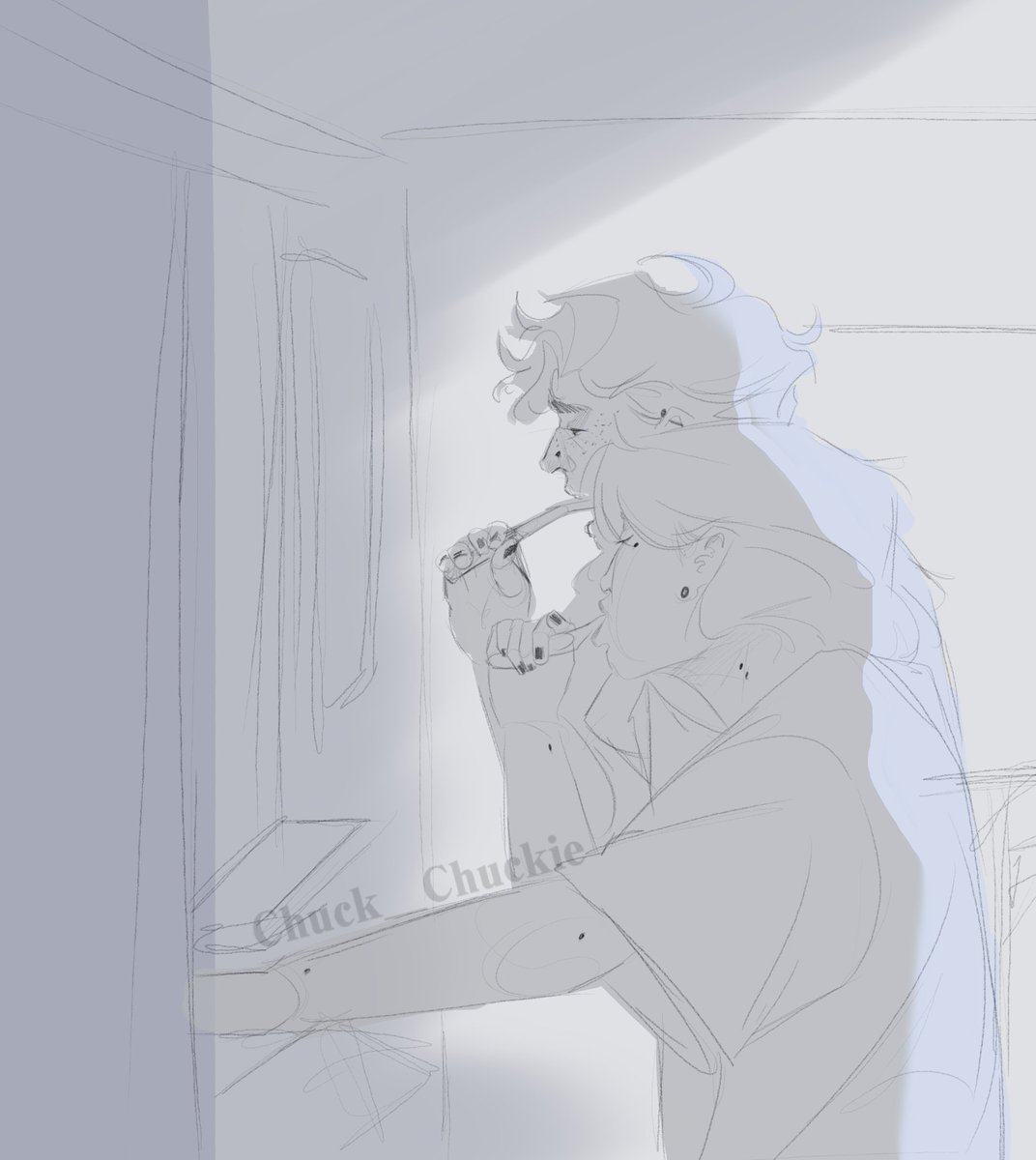 Chuck__chuckie's tweet image. Sleepy morning sketch of superboy and his robin #timkon #timdrake #konel