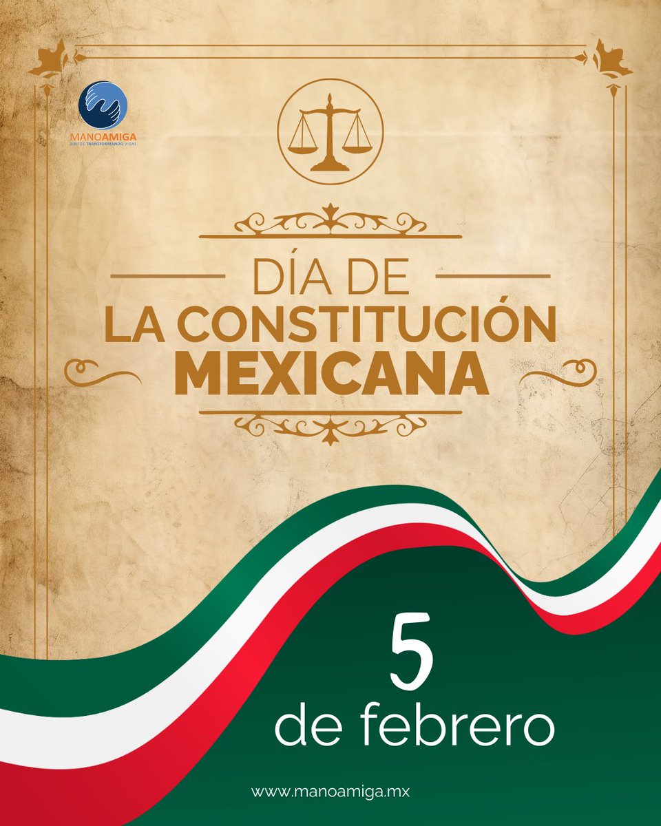 Conmemorando el #5deFebrero y la promulgación de nuestra Constitución. La educación es uno de los pilares fundamentales para garantizar los derechos y libertades que nos rigen como nación soberana. 

¡En Mano Amiga seguimos transformando vidas a través de la educación.