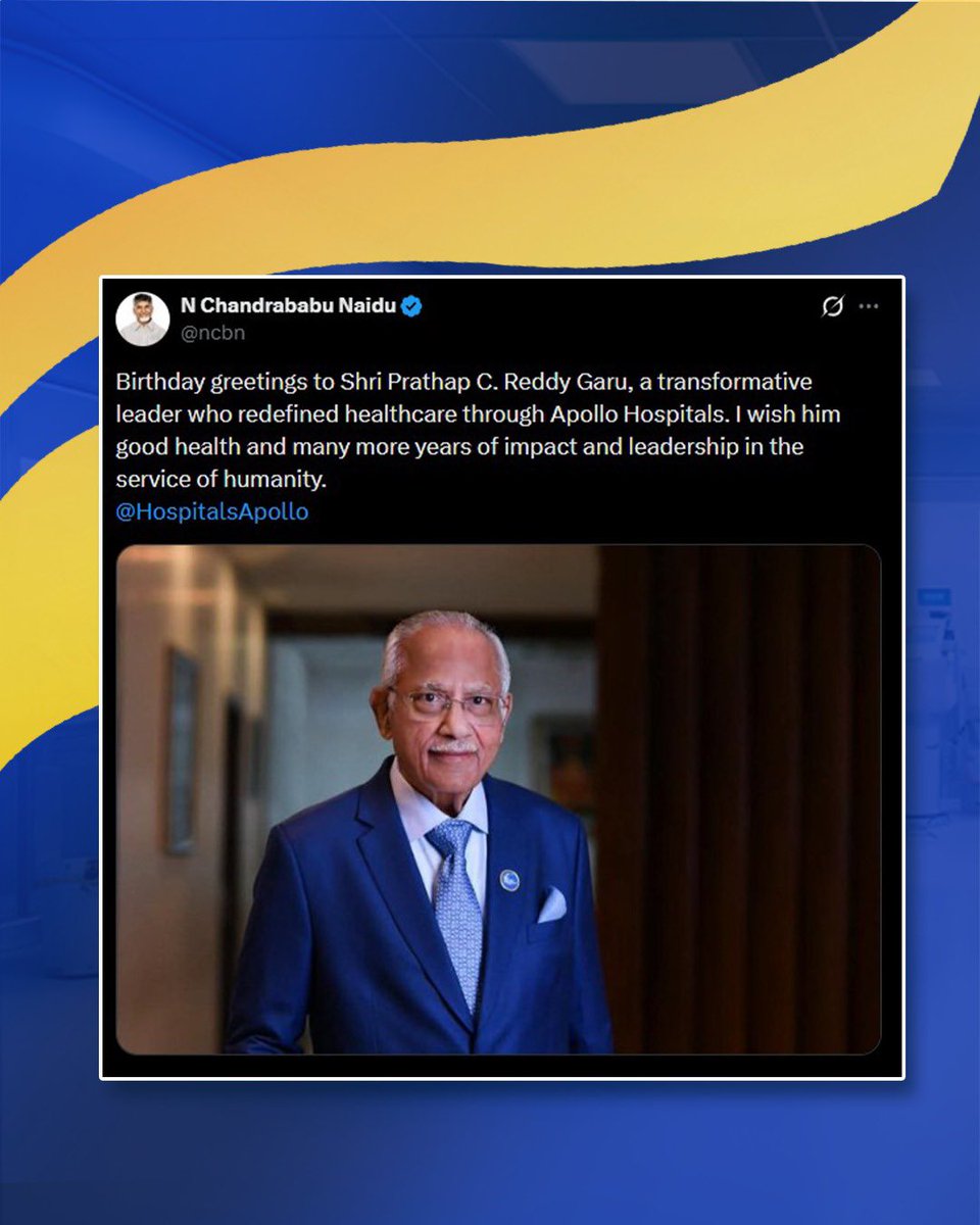 HospitalsApollo's tweet image. Warm birthday wishes from esteemed leaders for Dr. Prathap C. Reddy - a life dedicated to healing, leadership, and service to humanity.

#ApolloHospitals #BeProHealth #FoundersDay