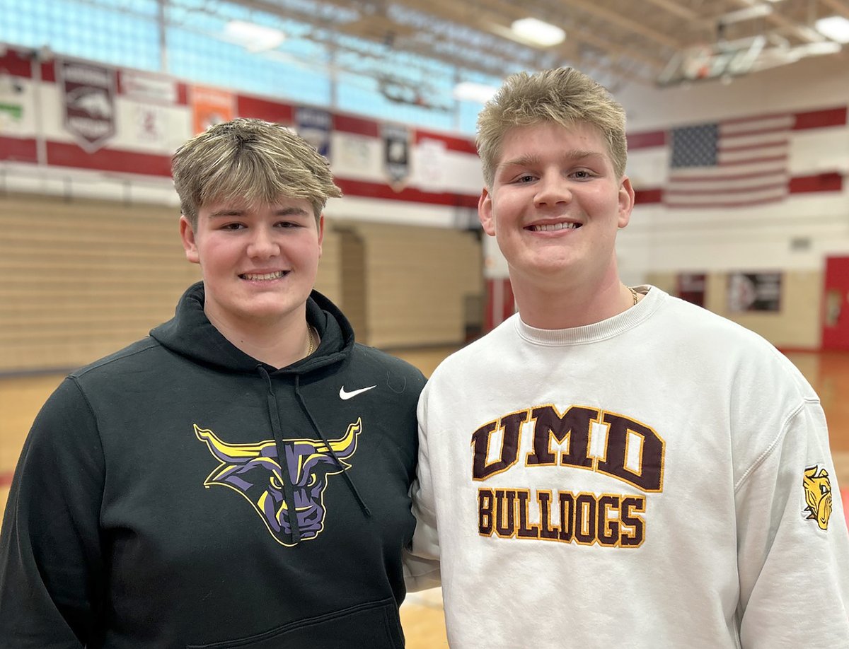 brandon_berg's tweet photo. Noah King and Carson Parker have spent the last 3 years locking down the blindside of the Chippewa Falls football team's offensive line. Now they're heading to rival NSIC schools in college and excited to become foes. 
https://t.co/azM1EV42tc https://t.co/H63PkjP1Wp