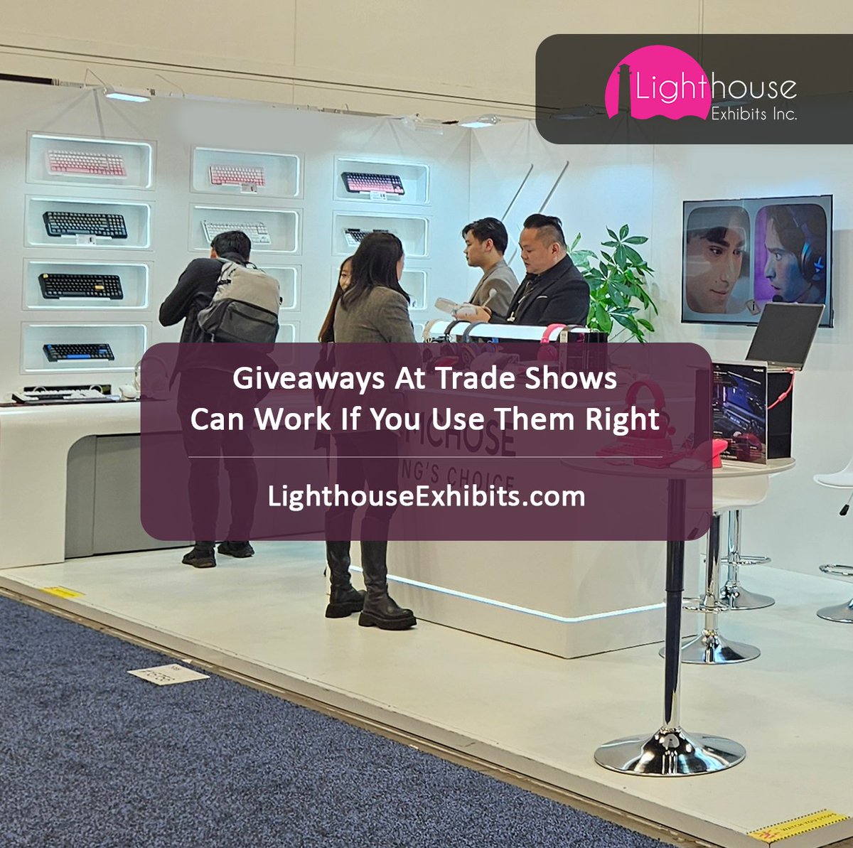 An exhibit services company creates your exhibit space, but you may want to enhance this with giveaway items.

ow.ly/yufy50XWSEB