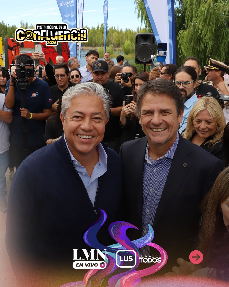 LMNeuquen's tweet photo. 🎉 Con el corte de cintas, comenzó oficialmente la #FiestaDeLaConfluencia 2026: música, gastronomía y feria a orillas del #Limay. https://t.co/ZEyx0RUKTE