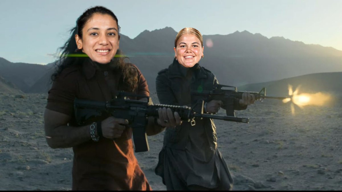 sagarcasm's tweet photo. Smriti Mandhana and Georgia Voll in WPL Final https://t.co/uI6YoCK5Ta