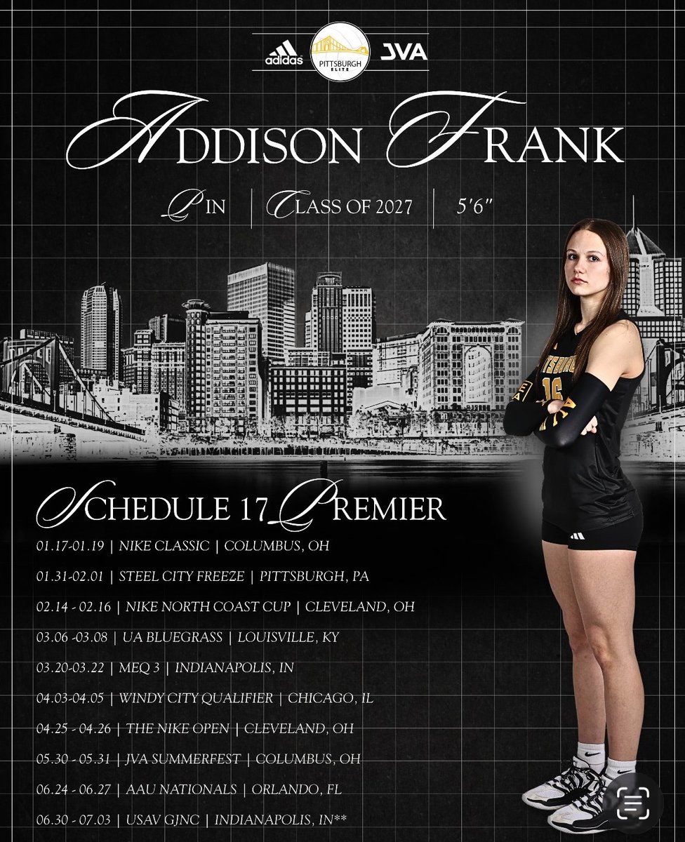 AddisonFra80395's tweet photo. 2026 Club Season | ALL IN! 🖤💛🏐
#volleyball #clubseason #classof2027 https://t.co/PFEq4J7854