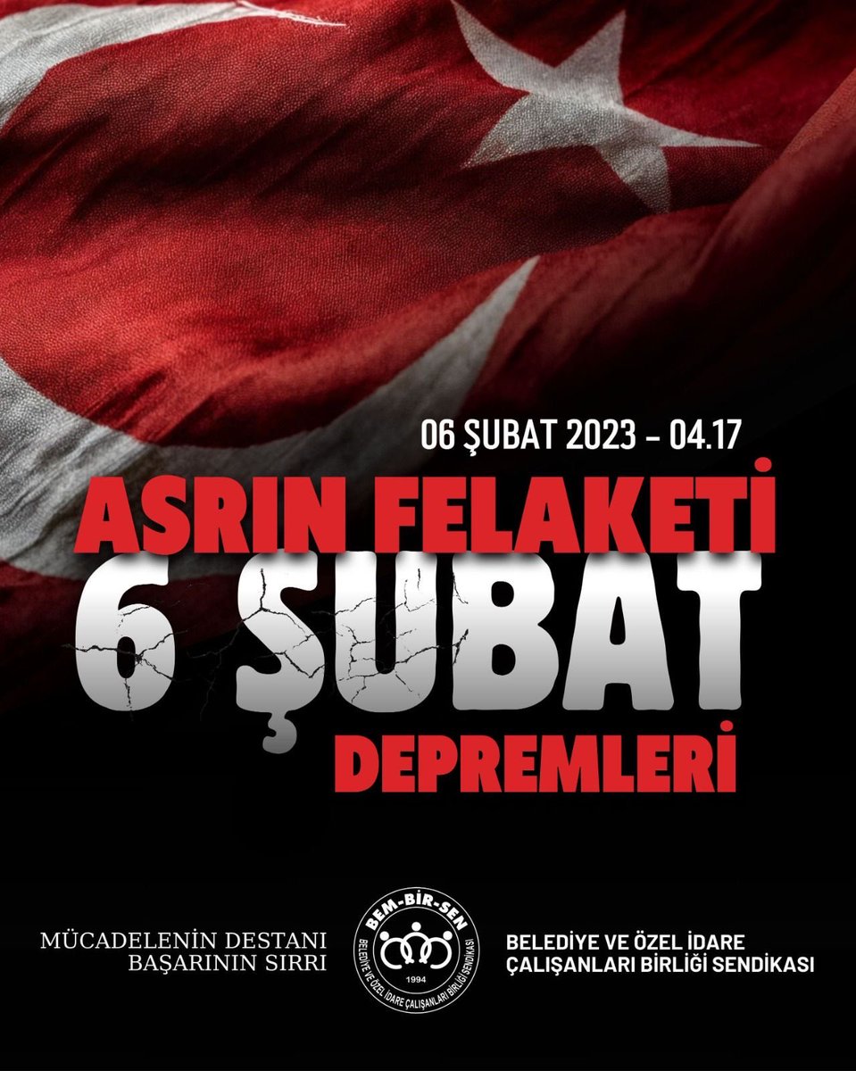 Bem_Bir_Sen's tweet photo. Türkiye’mizi derinden sarsan ve Asrın Felaketi olarak nitelendirilen

Kahramanmaraş, Hatay, Osmaniye, Adıyaman, Diyarbakır, Şanlıurfa, Gaziantep, Kilis, Adana, Malatya, Elazığ illerimizi etkileyen

#6Şubat depremlerinin 
3. yıl dönümünde, vefat eden Vatandaşlarımızı rahmetle anıyor, yakınlarını kaybeden Ailelerimize sabırlar diliyoruz. 

Ruhları şad, 
mekânları Cennet olsun🤲🏽

Bem-Bir-Sen olarak, ilk andan itibaren "Asrın Dayanışmasını" gösteren Milletimizle gurur duyuyor ve bu dayanışmayı desteklemeye devam ediyoruz.

ALLAH c.c. 
Milletimizi her türlü afetlerden muhafaza eylesin🤲🏼