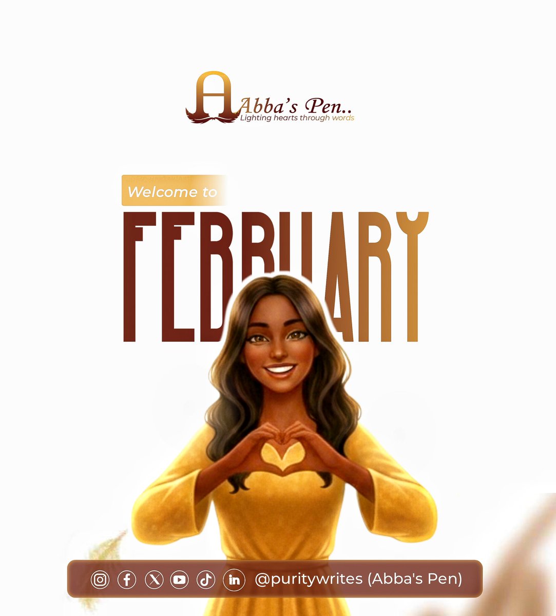 abbas_pen's tweet photo. I hope it's not too late to welcome you to February. βΊοΈ
May this month unfold with quiet miracles, uncommon favour, and grace that speaks for you.
Wishing you a beautiful month ahead.
#love
#february
#abbaspen
#puritywrites
#purityobiri https://t.co/xHwTvYbgJW