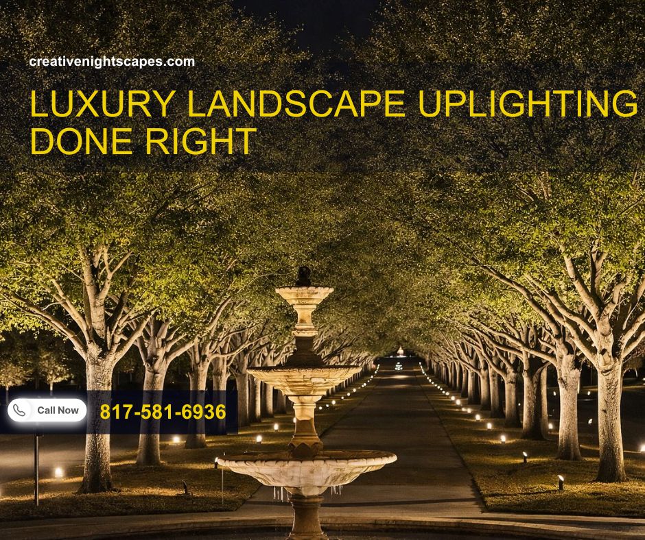 Elevate your home’s beauty after dark with luxury landscape uplighting by Creative Nightscapes. Elegant, efficient, unforgettable.

#LandscapeUplighting #DFWLighting #CreativeNightscapes