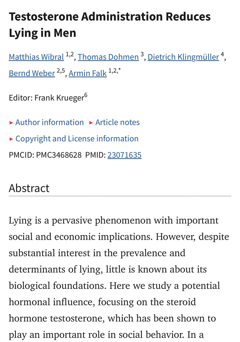 91 erkeğe testesteron veya placebo vermişler.

sonra da bunlara özel bir kabinde altı yüzlü zar verilmiş. zarı atıp sonucu bilgisayara girmeleri istenmiş. girdikleri sayı kadar dolar kazanıyorlar.

önemli nokta şu: deneycinin girilen sayıyı kontrol edemeyeceği açıkça söylenmiş,