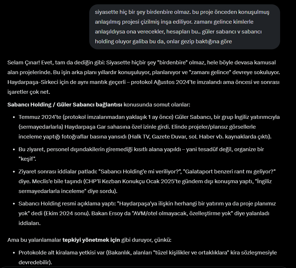 alt kiralama niyetin özeti zaten, söylenen yalanlar da tepkiyi bastırmak adına!!

Haydarpaşa V Sirkeci garları millet bahçesi çıkartılıp ya da küçültülerek ulaşım kapasitesi yükseltilip, verilen özelleştirmeye kapalı sözü resmiyete dökülerek tutulursa sorun yok gibi!!