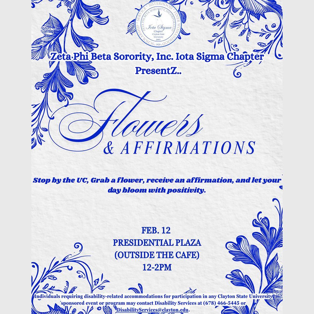 Laker Nation! Looking for Valentine's plans? Thu, Feb 12th Presidential  Plaza
BRIC/SGA - Cupid Rose Giveaway 1130a-230p
Laker Life - Be My Valentine 1230p-130p
Zeta Phi Beta - Flowers &amp; Affirmations 12p-2p
#Love  🧡 💙 
<a href="/csu_thesac/">Student Activities Center</a> @csucampusrec <a href="/CSUHousing/">CSU Housing</a> <a href="/CSU_SA/">Clayton State SA</a> <a href="/ClaytonState/">Clayton State</a>