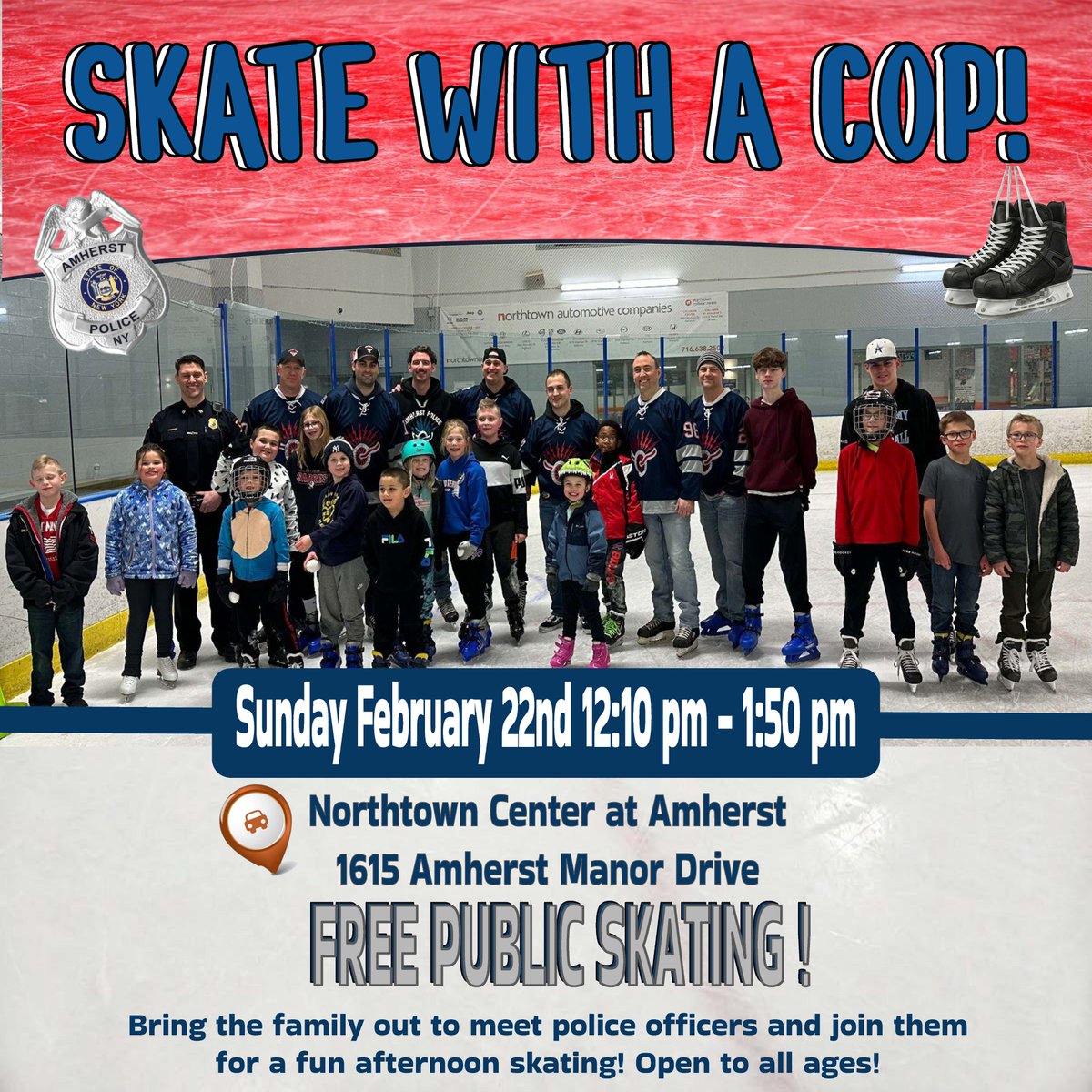 Our friends at Amherst Police have a fun event for kids on Sunday, Feb. 22. Open to all ages!