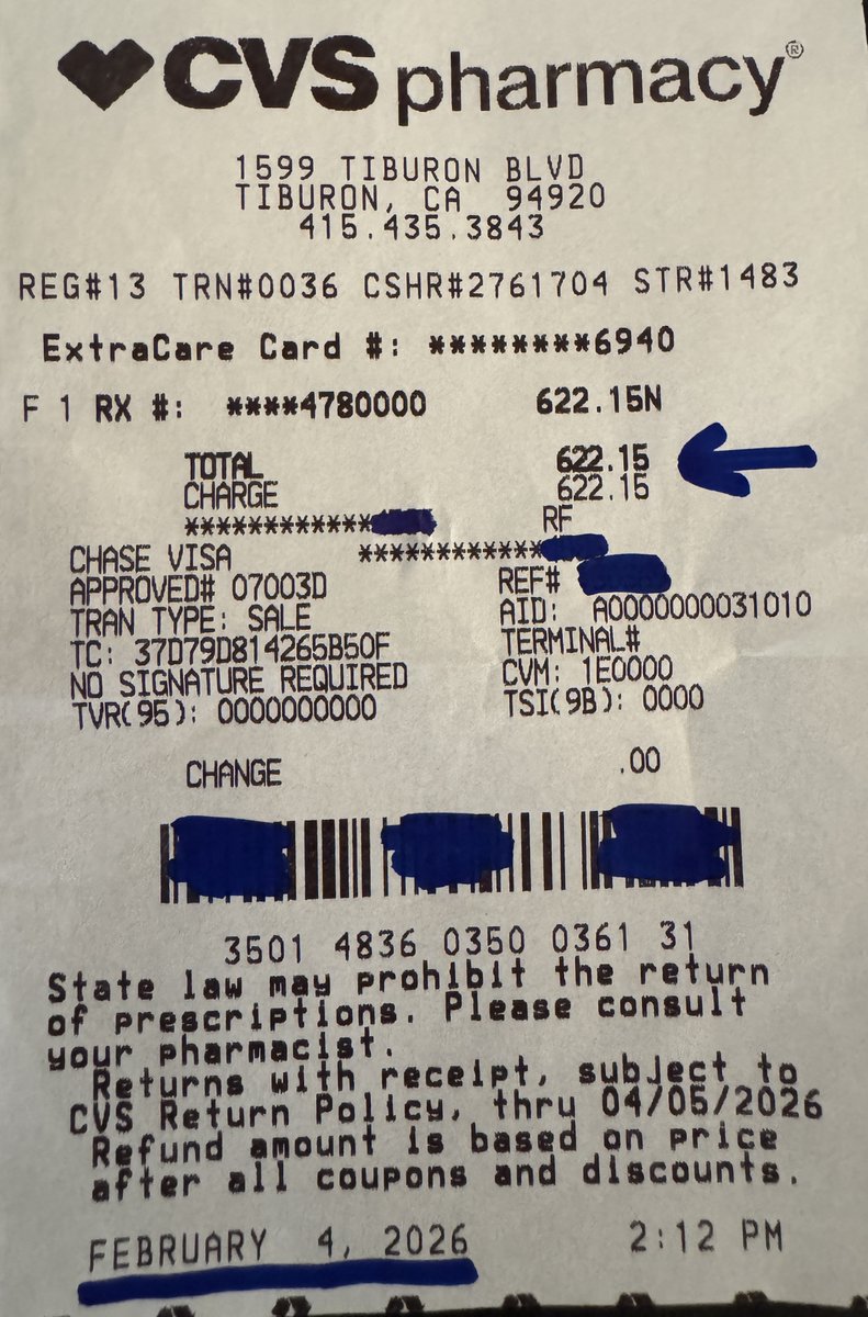 ricfink's tweet image. .@POTUS @realDonaldTrump @WellcarePlans @bmsnews @mcuban @GoodRX @CVS 
Yesterday at CVS, I paid $622.15 for 3mo of the blood thinner Eliquis (apixiban). I'm retired, on SocSecurity, THIS IS outrageous!! Do I have insurance? YES! I have Medicare Part-D through Wellcare, and THIS…