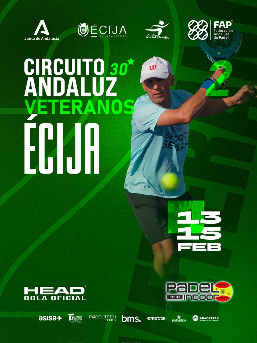 📢 ¡Inscripciones abiertas hasta el lunes 9 de febrero !
🏆 2ª Prueba del Circuito Andaluz de #VeteranosFAP en #Ecija 
📆 13 - 15 febrero

📍Padel Indoor Écija 

📝 Si ya estabas inscrito para este fin de semana, mantienes tu plaza. 

👉🏽fap.es/inscripciones-… 

#FAP #padel