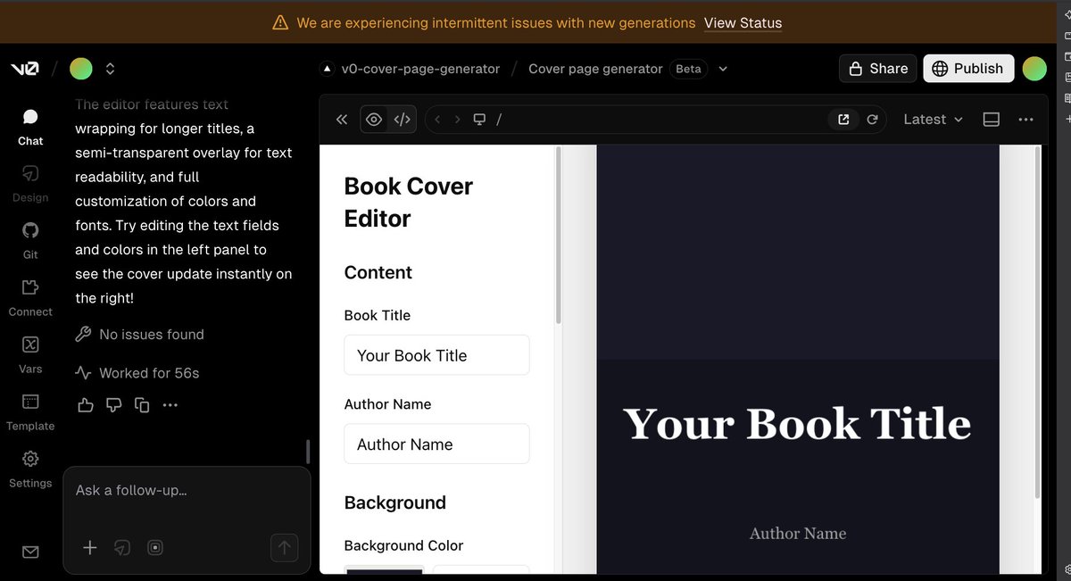 elliot_awe's tweet photo. I built a book cover editor at the v0 prompt to production 
#TheAICollective #v0prompttoproduction2026

Check it out here https://t.co/NLbluQgg2e https://t.co/VFDvpKcL3M