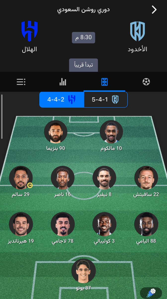 #الهلال_الاخدود

👕 تشكيلة #الهلال الرسمية ضد الأخدود 🔵

🤩💙💙💙💙💙💙💙