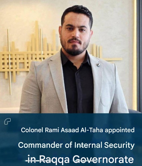 MOSSADil's tweet photo. 🚨 ATTENTION | FORMER ISIS EMIR APPOINTED SECURITY CHIEF IN RAQQA

A man known as Rami al-Hun, real name Rami Asaad Taha, has been appointed Internal Security Commander of Raqqa Governorate.

Key background:
• Former ISIS emir during the period ISIS controlled Raqqa
• Joined ISIS in Al-Shaddadi, before Raqqa became its capital
• Fled to Turkey in 2017, later settling in Azaz
• Joined Ahrar al-Sharqiya, a Turkish-backed faction formed from former jihadist networks
• Sent to Libya in 2021

According to reports, his appointment was made on direct instructions from Turkish intelligence, with a primary role in reorganizing ISIS remnants under new structures.

From ISIS emir to regional “security commander.”
This is not counterterrorism. It’s rebranding.

Stay connected, follow @MOSSADil.