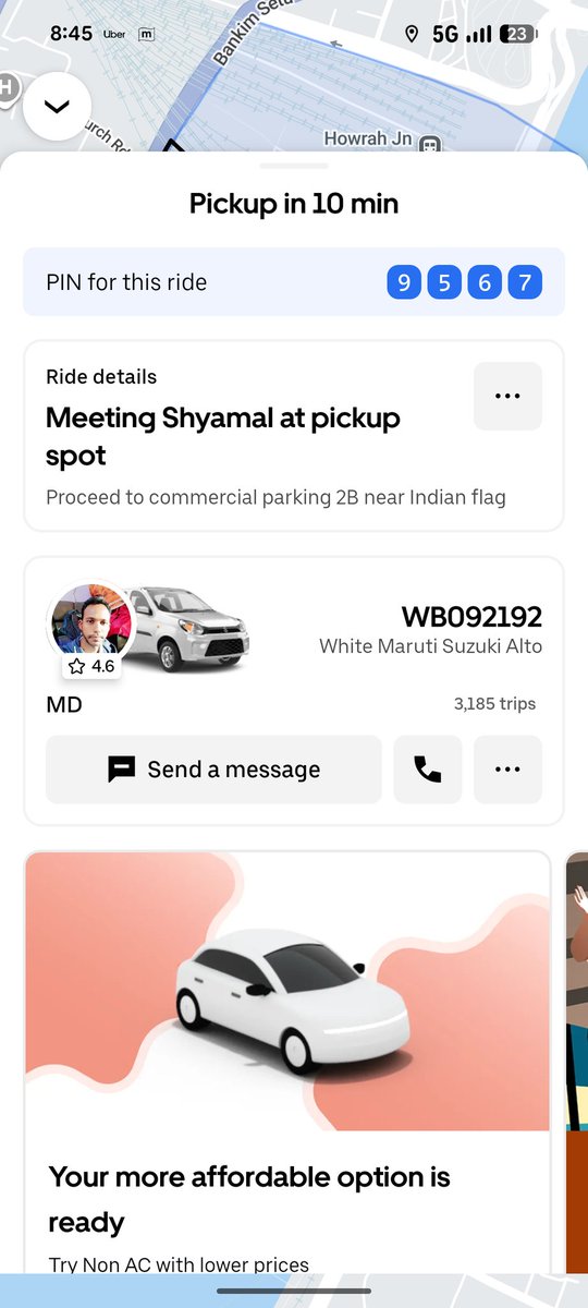 _avikd's tweet photo. @Uber_India @Uber_Support Passenger boarded from howrah station, even though the receipt included the parking fee(495/- total), the driver duped the passenger to pay total 567/-. This is pure evil. https://t.co/DQxZhSafm6