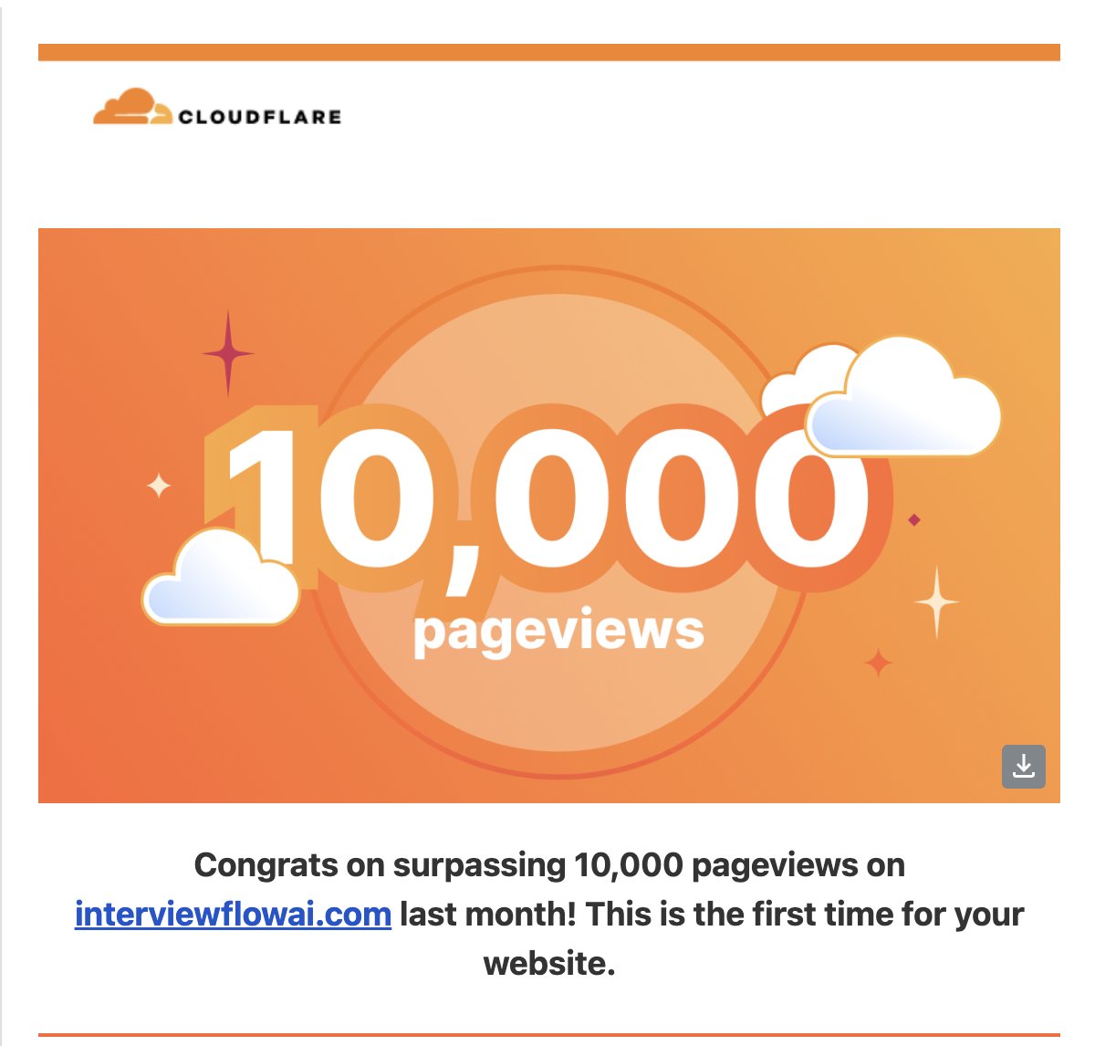 10,000 pageviews in a single month

<a href="/InterviewFlowAI/">InterviewFlowAI</a>  is officially picking up steam. This is the first time we have hit this milestone and I could not be more excited.

Huge thanks to everyone supporting the journey. We are just getting started