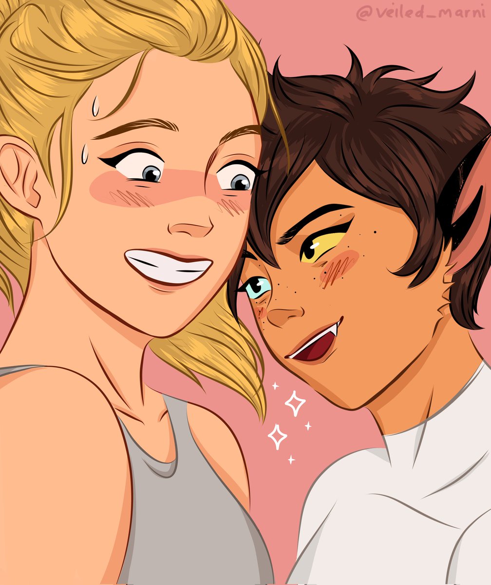 veiled_marni's tweet photo. 😼: Heyyy Adora
👱🏻‍♀️: Catra! Is... that my shirt?
😼: ...
#catradora #spop #Shera https://t.co/GNYpqBCyGu