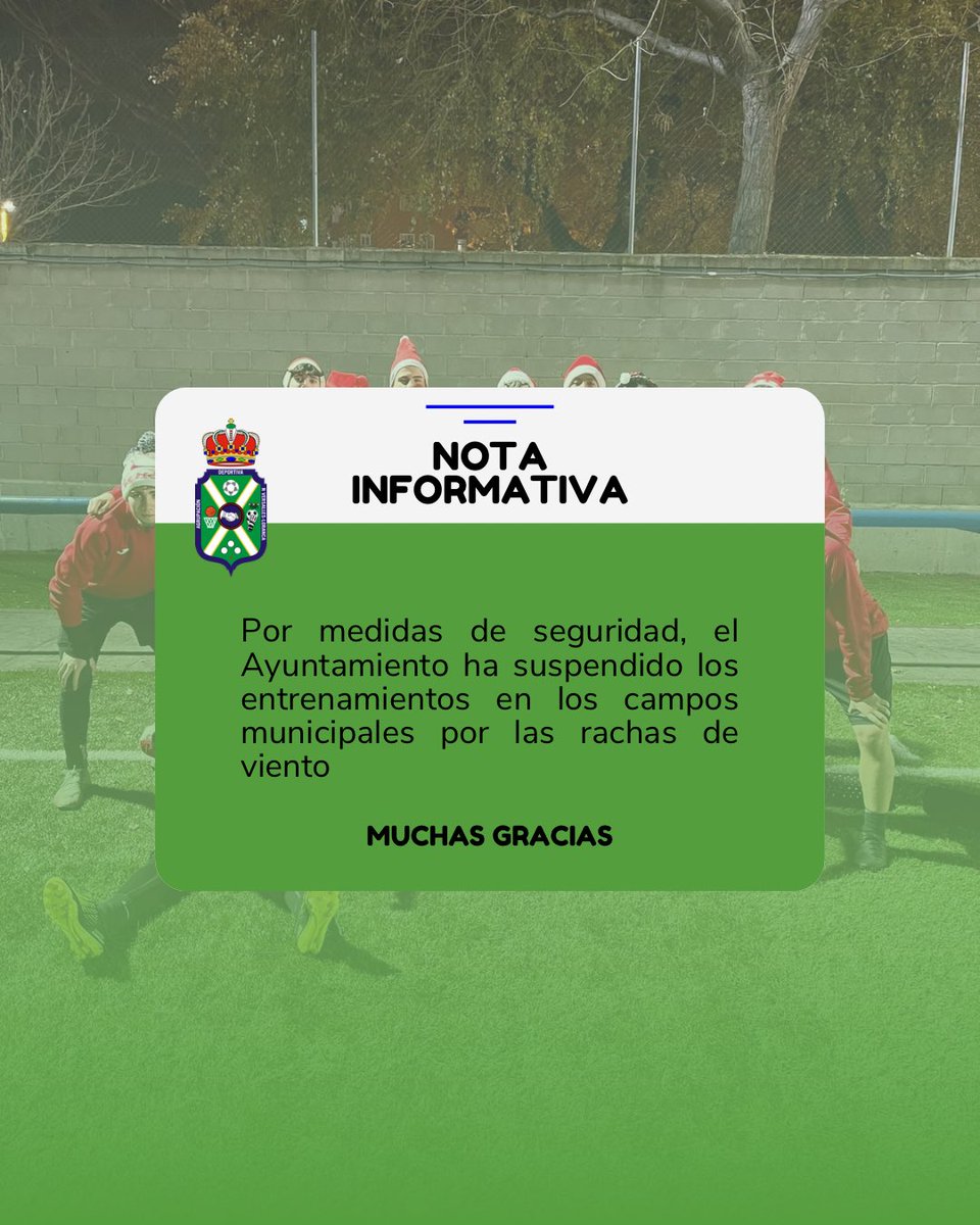 NOTA INFORMATIVA | Entrenamientos suspendidos.

#VamosLoranca #SomosLoranca