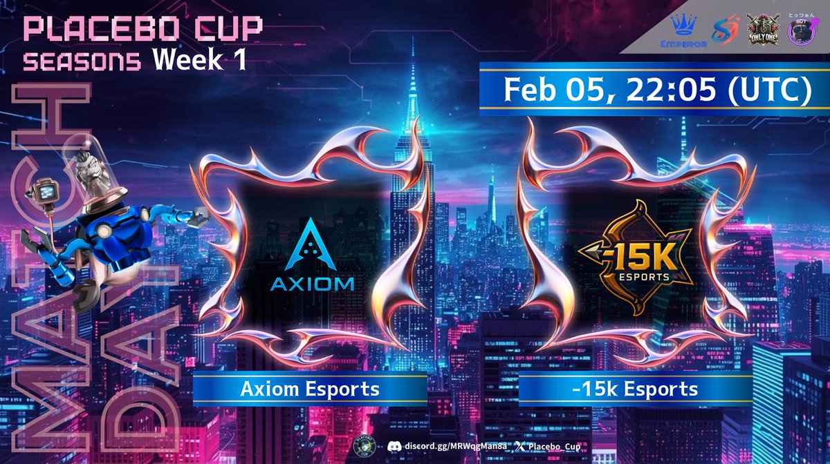 ⚔️ WEEK 1 SHOWDOWN INCOMING! ⚔️
The battleground is set as -15k Esports locks horns with Axiom Esports in the <a href="/PlaceboCup/">Placebo_Cup</a>! 🔥

📅 5th February
⏰ 22:00 UTC | 17:00 EST

Strats ready. Focus locked. It’s time to make a statement. 💪🔥

#ClashOfClans #PlaceboCup #15kEsports