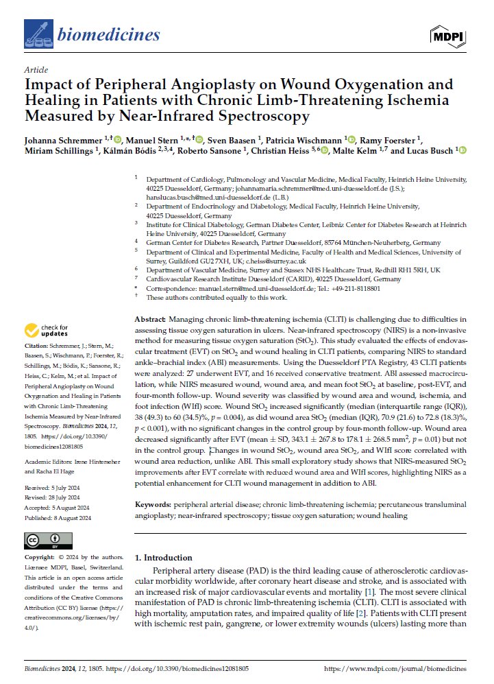 Publication: Impact of Peripheral Angioplasty on Wound Oxygenation and Healing in Patients with Chronic Limb-Threatening Ischemia Measured by Near-Infrared Spectroscopy

Read in full here: hubs.la/Q041QMtN0