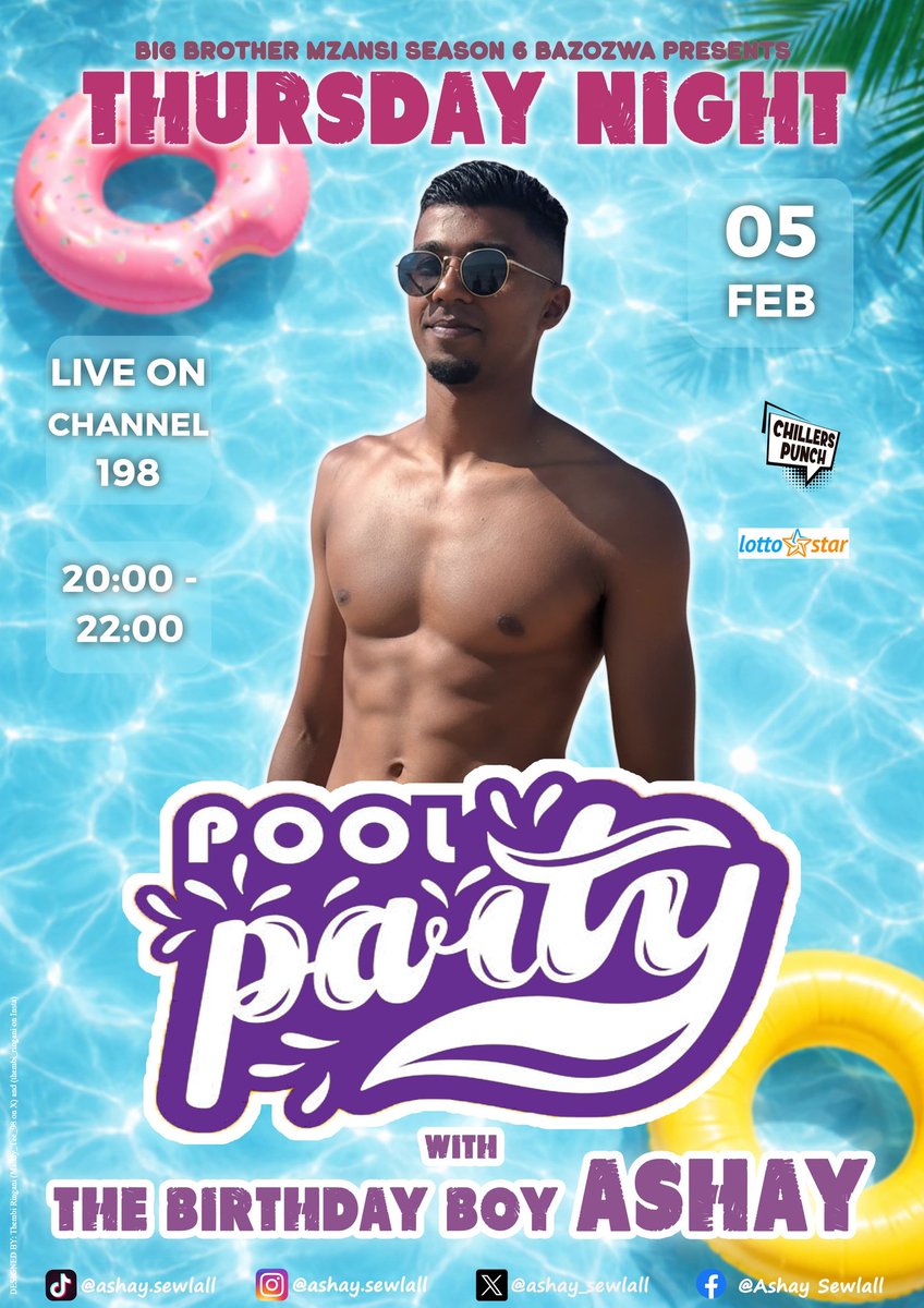 TEAM_ASHAY's tweet photo. In a few minutes we get to party with Ashay π₯³ Dont forget to tune in to the pool party soon! πΊπ½ We about to witness some killer dance moves from the birthday boy himself π₯
HAPPY BIRTHDAY ASHAY
PAPRIKAS CELEBRATING ASHAY
#KeepVotingForAshay #BBMzansiS6 https://t.co/UycUcbBIz6