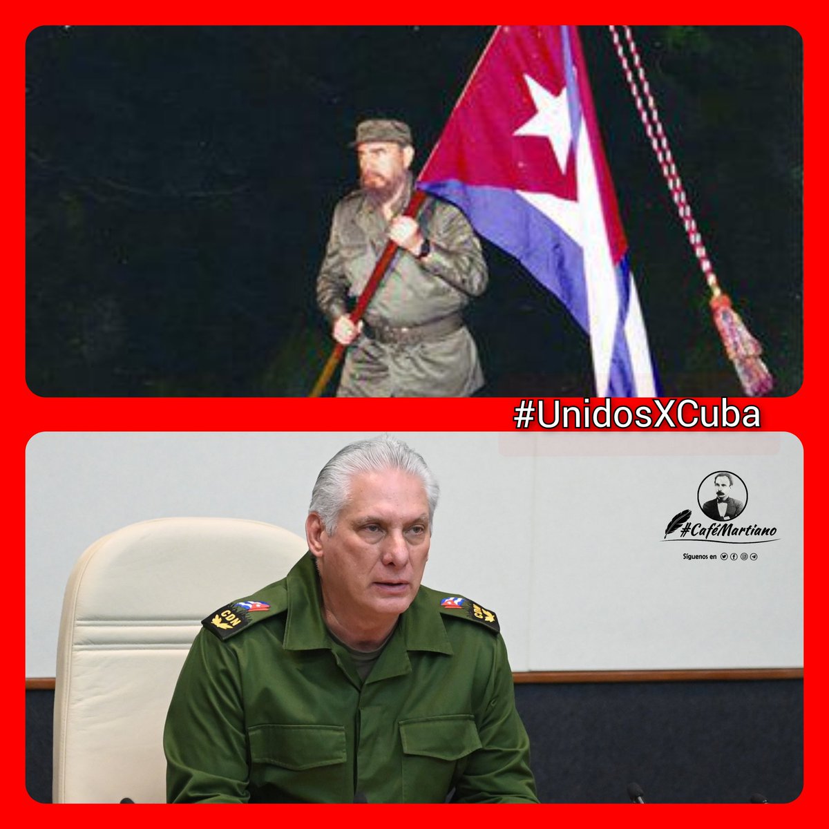 <a href="/cafemartiano/">❤️Café Martiano 🇨🇺</a> <a href="/DiazCanelB/">Miguel Díaz-Canel Bermúdez</a> <a href="/DrRobertoMOjeda/">Dr. Roberto Morales Ojeda</a> <a href="/InesMChapman/">Inés María Chapman Waugh</a> <a href="/TeresaBoue/">@SecGFMC</a> <a href="/agnes_becerra/">Agnes Becerra</a> <a href="/EVilluendasC/">Enrique Villuendas</a> <a href="/YaquedeCuba/">Yaquelin</a> <a href="/ValoresTeam1/">Valores Team</a> <a href="/Latido_Izquierd/">Latido Izquierdo</a> <a href="/IzquierdaPinera/">🇨🇺IzquierdaPinera❤️</a> Buenos días #CaféMartiano
"Cuba no conoce el miedo; desprecia la mentira; escucha con respeto; cree en sus ideas; defiende inconmovible sus principios.."
#CubaVencerá