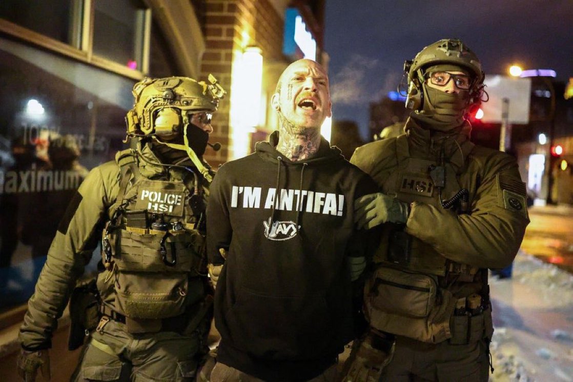 Antifa retard Kyle Wagner, the idiot who raged online for people to grab guns and "take out ICE agents in Minneapolis, just got his ass hauled in by feds this morning. 

Still proudly rocking his “I AM ANTIFA” sweatshirt like a big nerd