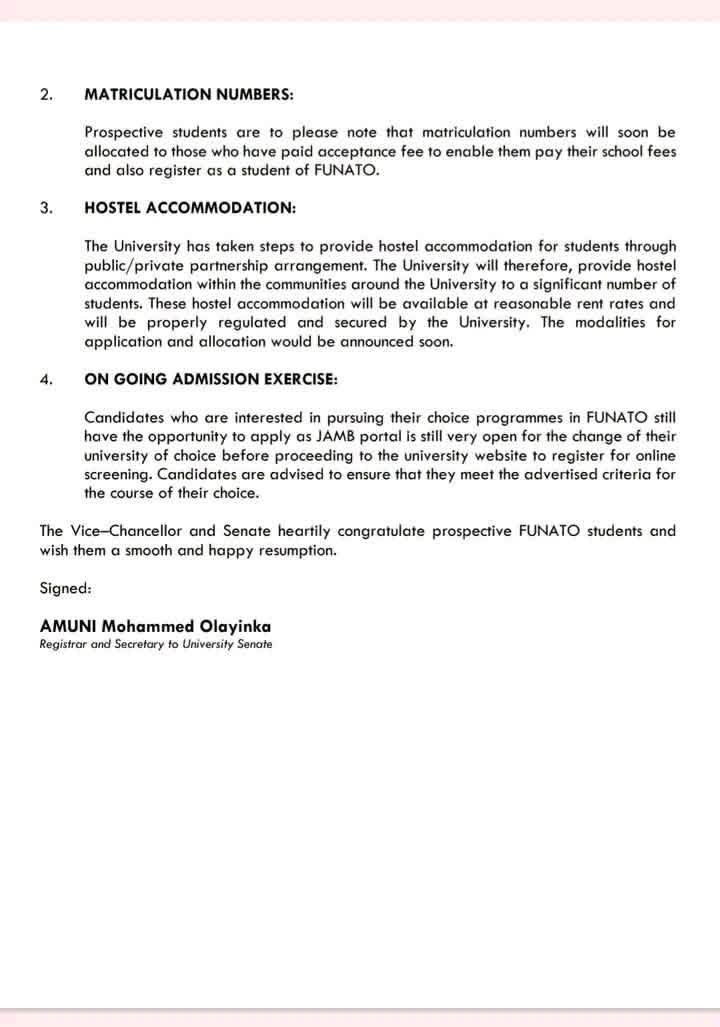 hadesirey's tweet photo. FUNATO Senate approve 2025/2026 Academic Calendar of the Federal University of Agriculture and Technology, Okeho (FUNATO). 
Prospective students are advised to take note of the resumption date and other important details.
#Funato #University #Okeho #Iseyin https://t.co/9Qhsn1wOx3