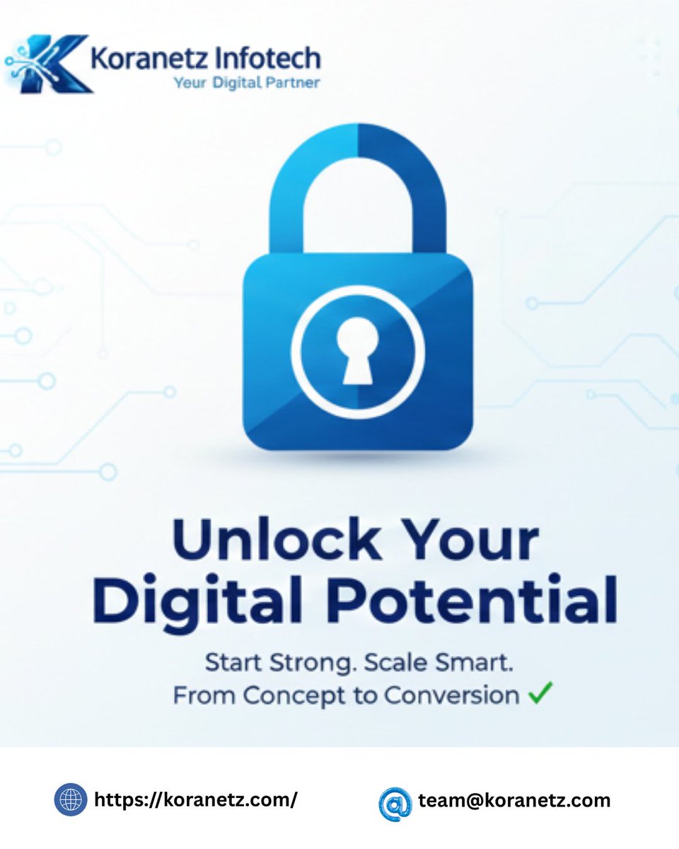 koranetztech's tweet photo. 🚀#KoranetzInfotech | Your #DigitalPartner
Unlock Your #DigitalPotential
Start strong. Scale smart.
From concept to conversion✔, we help businesses turn ideas into powerful digital experiences that drive growth.
🌐https://t.co/u2a6urNZYt
📩team@koranetz.com
#SoftwareDevelopment https://t.co/8ebeyn8LR7