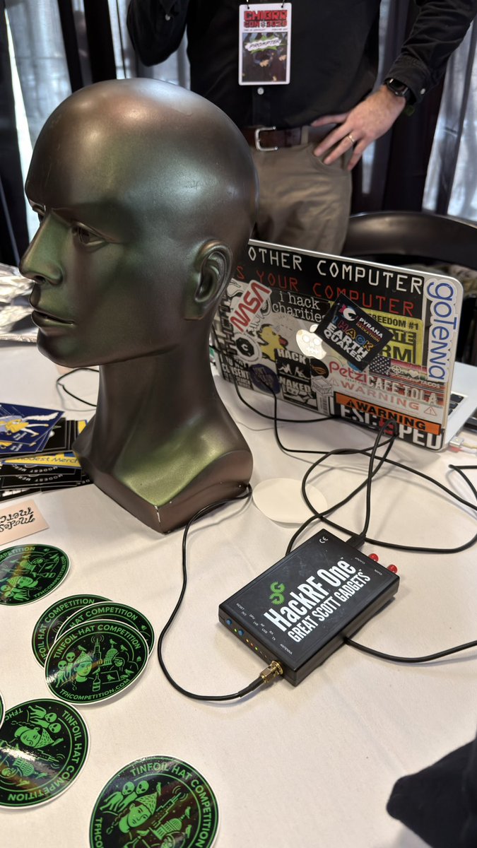 BurbsecEast's tweet photo. At ChiBrrCon? Come see at the Tin Foil Hat Village for aggressively friendly competition, limited edition BurbSec East shirts, stickers, and Security @bsides312 discount codes!! https://t.co/JceHfcpv16
