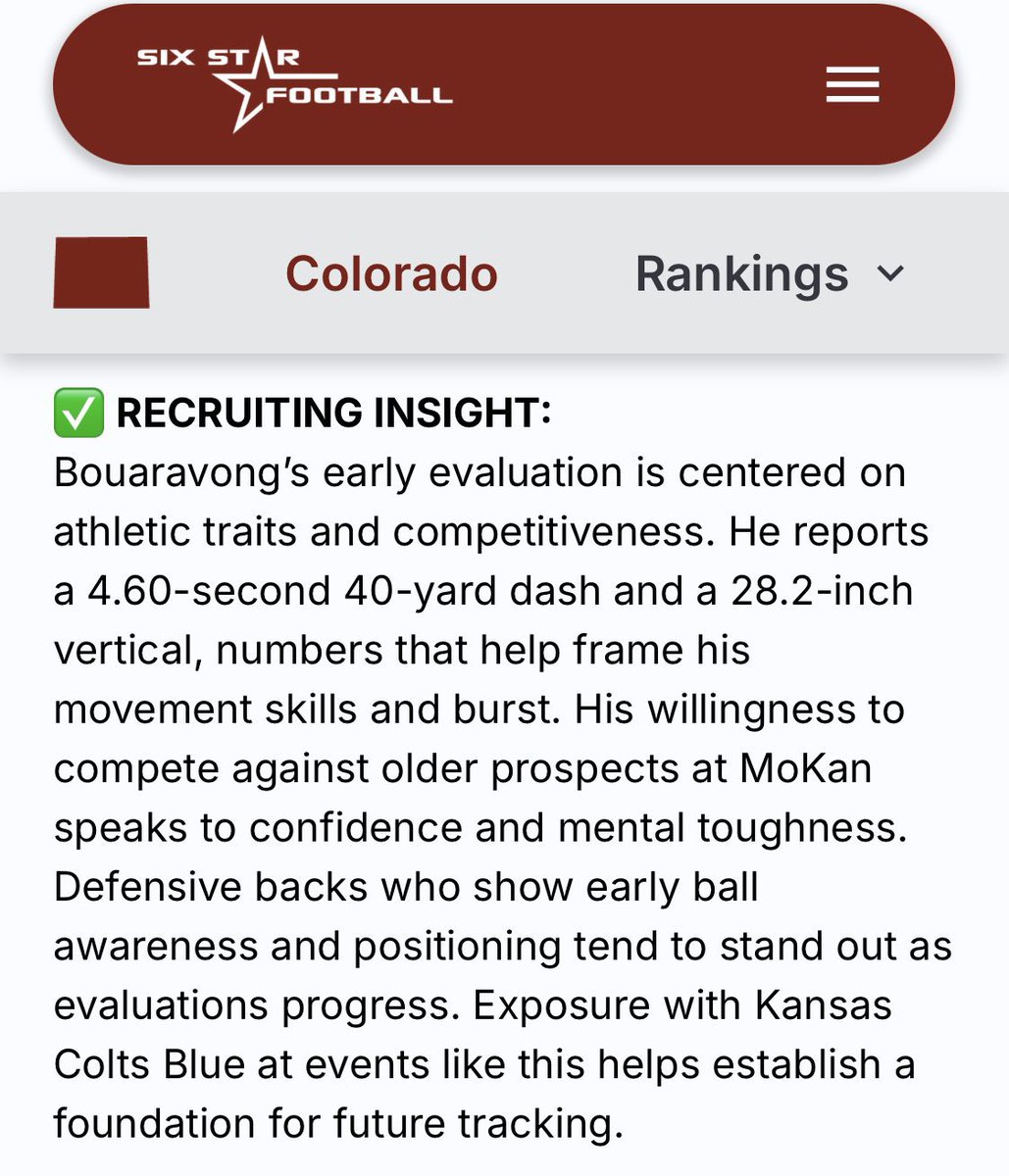 K_Bouaravong's tweet photo. Thanks for the write up @sixstarfootball 

@KansasColts @PreWarWesley @clearwaterfb264 https://t.co/bFEXNguBpb