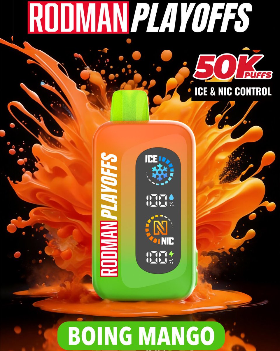 Now on VapeWholesaleUSA, we got the new Rodman Playoffs 50,000 Puffs Boing Mango flavor. It's delicious and you have to try it! 

vapewholesaleusa.com/rodman-playoff…