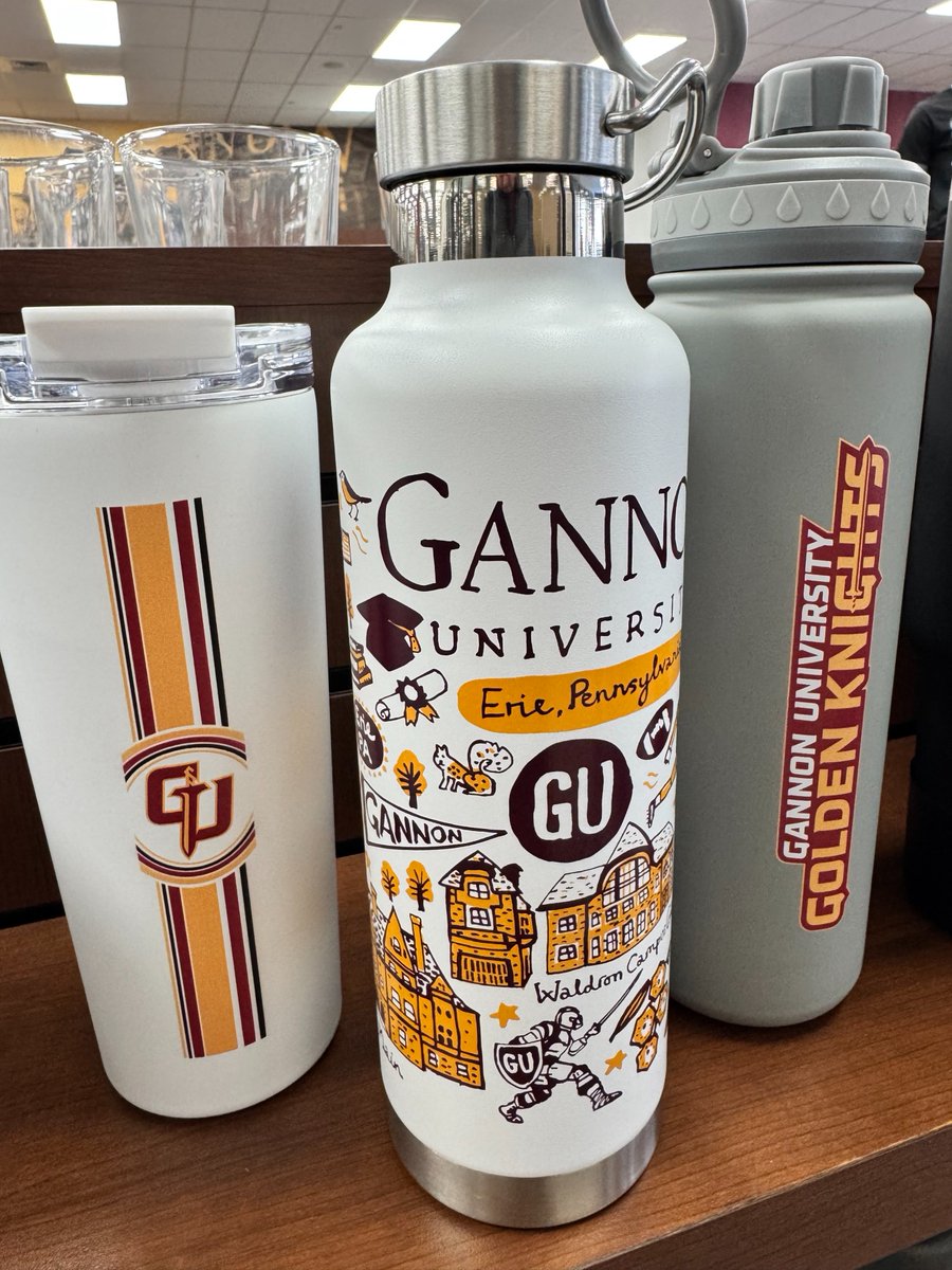 GannonU's tweet photo. Fresh gear, same Golden Knight pride 💛🤎 We love the new and fun Gannon illustrations on these items.

Stop by the bookstore and check them out. 👀 https://t.co/JsnvUGQclC