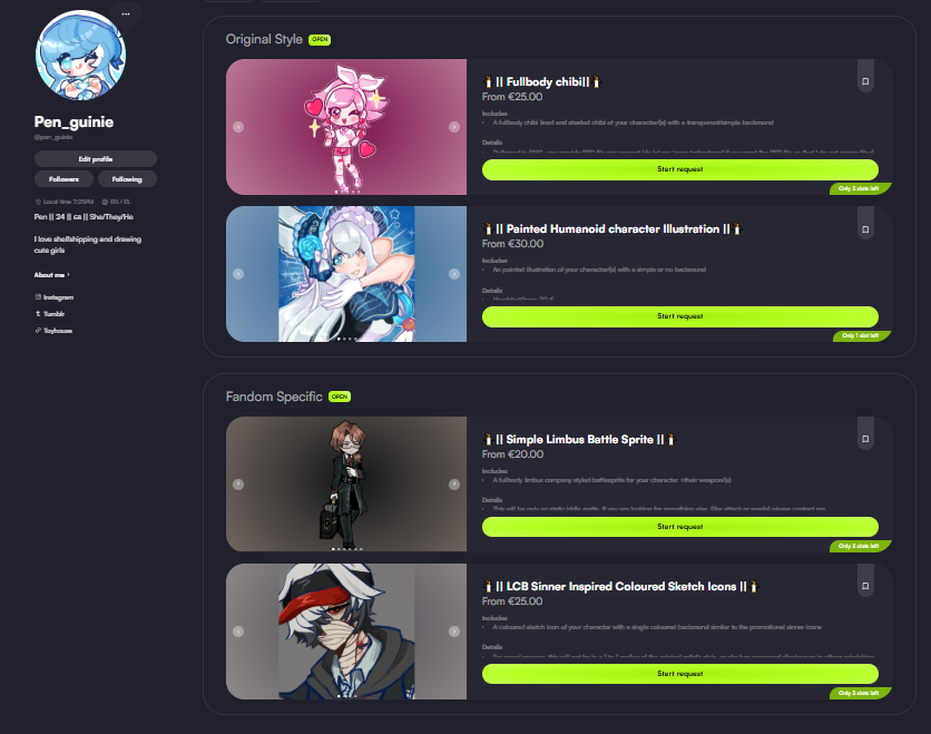 Uraragis's tweet photo. [VGEN IS FINALLY OPEN!!]

After finally loading off from schoolwork and some of my work, I have opened up comissions once again in order to save up for a PC! Do consider browsing my things! 

https://t.co/higpWSzwbr https://t.co/Pe6iy4CEAd
