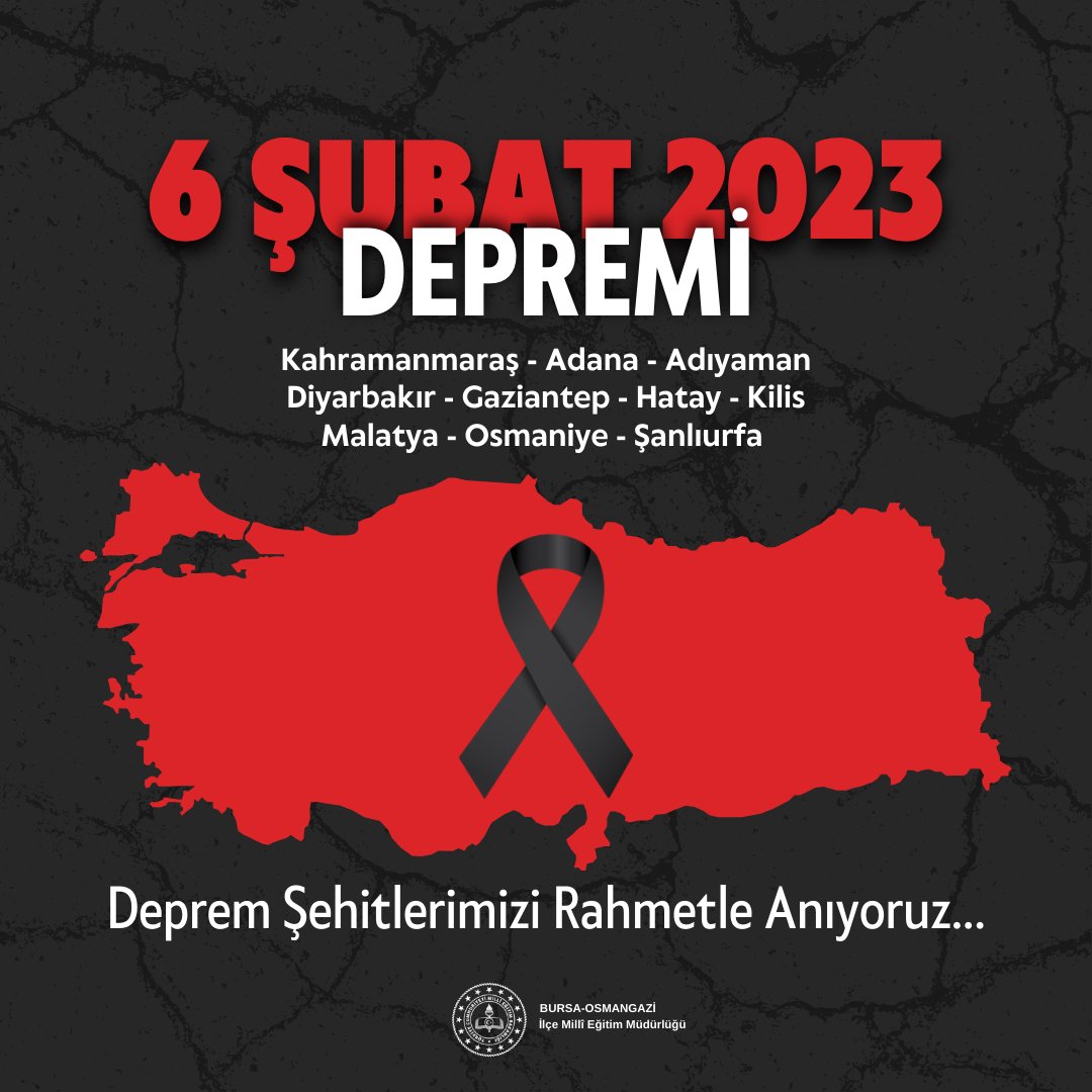Hayatını kaybedenlere Allah’tan rahmet, ailelerine ve milletimize sabır diliyoruz. Acıyı paylaşıyor, dualarla anıyoruz. 

#6subat2023 

<a href="/tcmeb/">Millî Eğitim Bakanlığı</a> <a href="/Ali_Partal/">Ali Partal</a>
<a href="/GurhanCokgezer/">Gürhan Çokgezer</a>
<a href="/MetinSEZER_16/">Metin SEZER</a>