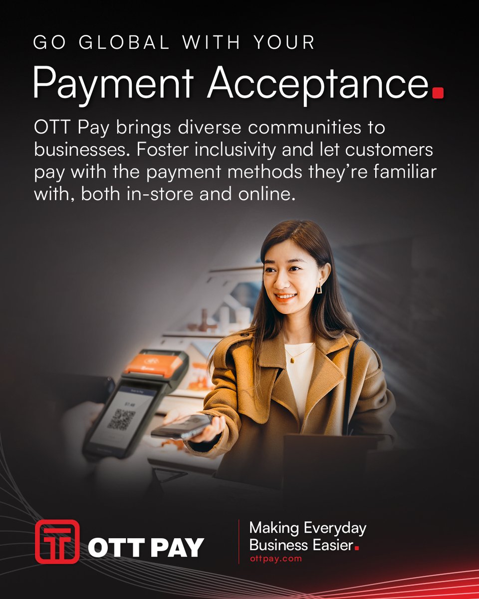 ottpay's tweet photo. With OTT Pay's solutions, your business can reach new markets by accepting popular international e-Wallets alongside leading debit and credit card brands. 🚀
  
Go global with your payment acceptance. Find out how at https://t.co/u0LJRqe26b ✅

#payments #fintech https://t.co/UIRpielSPZ