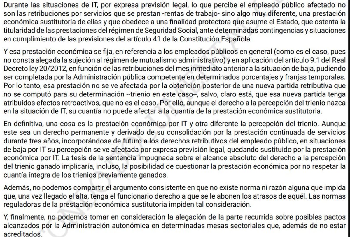 humanizasanidad's tweet photo. ⚖️STS núm. 2010/2024, de 18/12/2024, RCA 3716/2020. Id Cendoj: 28079130042024100446. Posibilidad de reclamar #pago de #partida #retributiva con #efectos #retroactivos, tras alta en proceso de #incapacidad #temporal, si tiene atribuido ese efecto (retroactivo). No en #trienios https://t.co/h4kOssoKyr