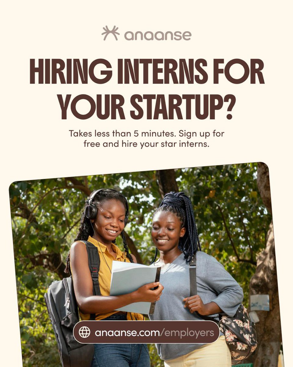 Need extra hands on your team? Hire an intern in minutes 

Post internship roles for free on anaanse and connect with early talents ready to contribute.

 Get started here: anaanse.com/employers