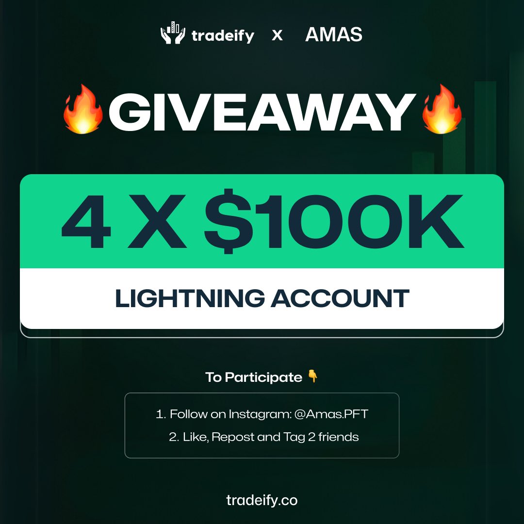 AmasPFT's tweet image. Hey @grok in 72 hours, pick 4 random winners who:

✅ Follows my Instagram: Amas.PFT
🔗: instagram.com/amas.pft
✅ Like ❤️ and repost this tweet 

Each winner gets a $100K Lightning 

Show proof in the comments.
