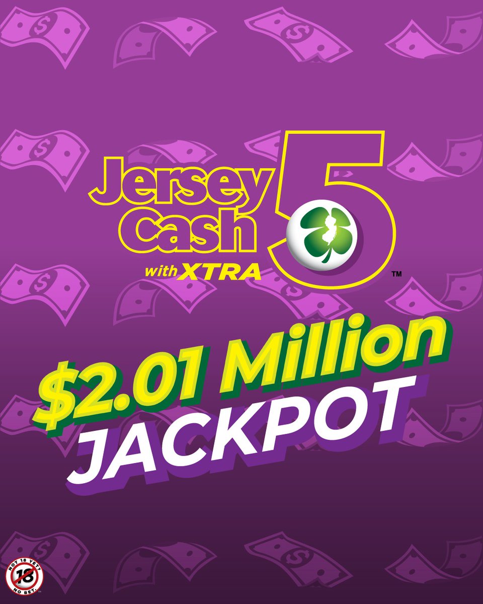 NJLottery's tweet photo. The Jackpot for tonight’s (2/5) #JC5 drawing is now over $2 MILLION‼️ Are you getting in on the chance to be a millionaire?! For Jersey Cash 5 game odds, visit https://t.co/4ISh0oxc6H. https://t.co/a5xM200h4c