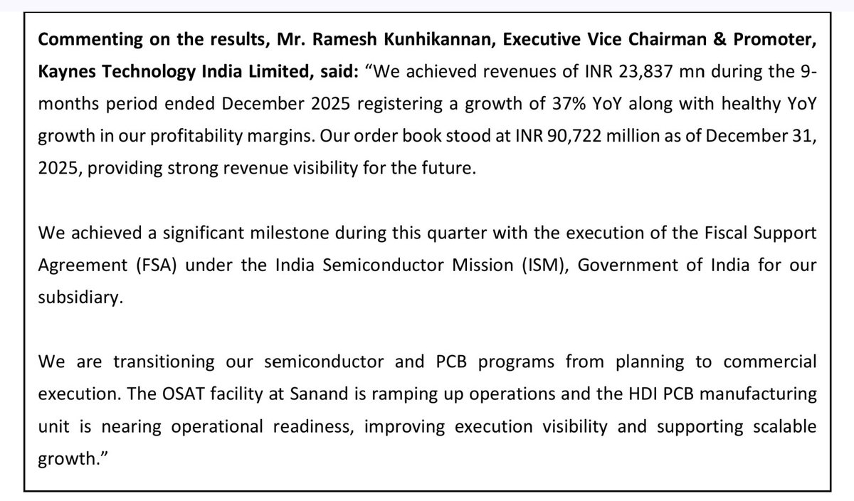 valuevzard's tweet photo. #kaynestechnologies #KAYNES Promoter's remarks are note worthy. https://t.co/kyX7zKGtt7